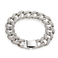 Cuban thick link chain bracelet in silver metal, stylish accessories by Spacewallart, close-up view of the chain links.