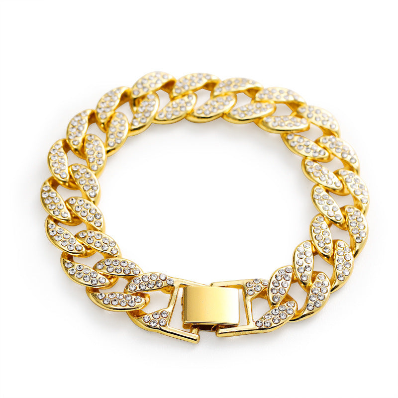 Spacewallart Cuban Thick Link Chain Bracelet in silver, showcasing chunky interlinked metal design for stylish accessories.