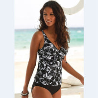 Spacewallart print split swimsuit featuring vibrant colors and unique design, styled as a fashionable swimwear apparel piece.