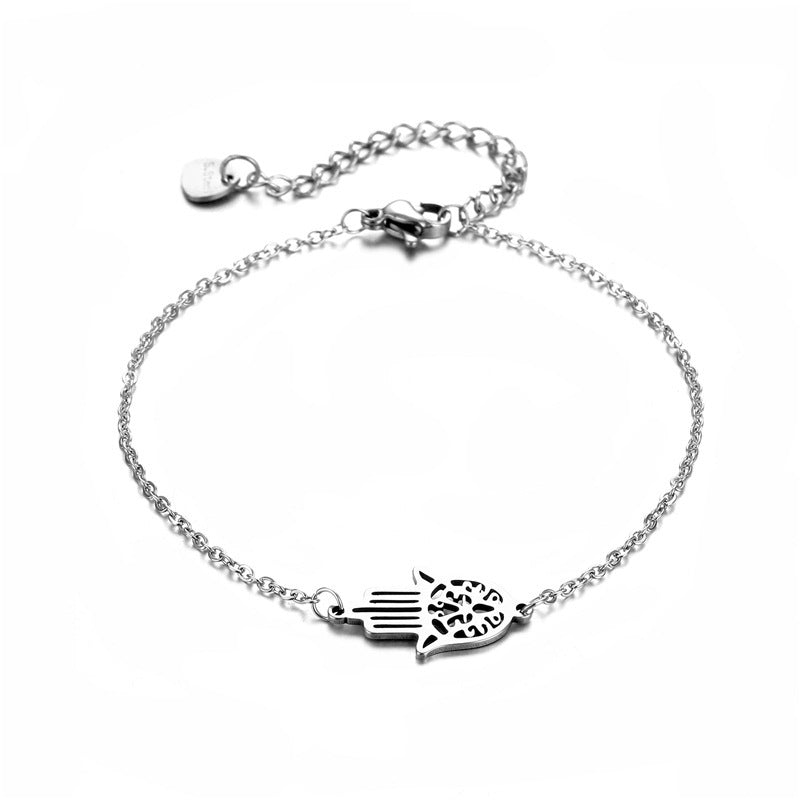 Lucky Turkish stainless steel bracelet from Spacewallart, featuring intricate design and sleek silver finish for stylish accessories.