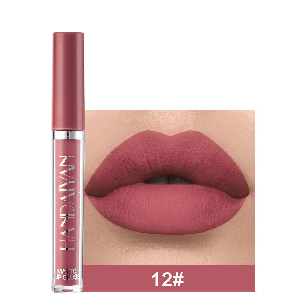 Spacewallart matte non-stick cup lip gloss in sleek packaging, showcasing smooth, shiny lip gloss finish with a modern design.