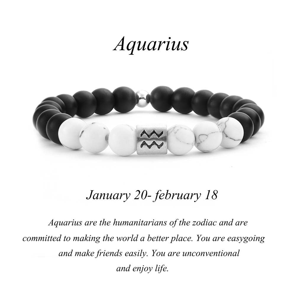 Black agate and white turquoise couple bracelets with beaded designs, stylish accessories by Spacewallart.