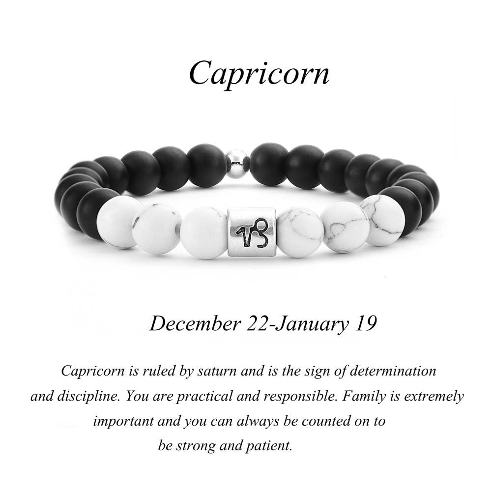 Pair of black agate and white turquoise couple bracelets from Spacewallart, featuring beaded accessories with natural stone details.
