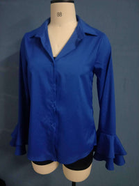 Spacewallart chiffon casual long-sleeved shirt top in light, flowy fabric, featuring a relaxed fit and subtle design details.