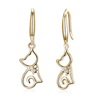 Sterling silver cat zircon earrings with sparkling stone accents, stylish accessories from Spacewallart.