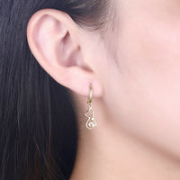 Sterling silver cat zircon earrings with sparkly stones, stylish accessories from Spacewallart, displayed on a white background.