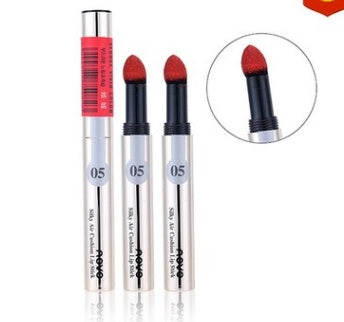 Spacewallart powder matte lipstick in a sleek tube, showcasing a vibrant, richly pigmented lipstick shade ready for application.