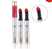 Spacewallart powder matte lipstick in a sleek tube, showcasing a vibrant, richly pigmented lipstick shade ready for application.