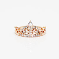 Elegant gold crown rings for women, stylish accessories by Spacewallart, featuring intricate design and shiny finish.