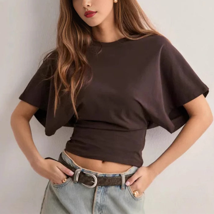 Spacewallart summer batwing sleeve T-shirt featuring loose fit and lightweight fabric, displayed on a plain background.