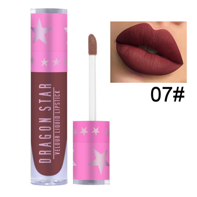 Matte velvet purple lipstick from Spacewallart, showing a sleek tube and vibrant purple shade for beauty makeup.