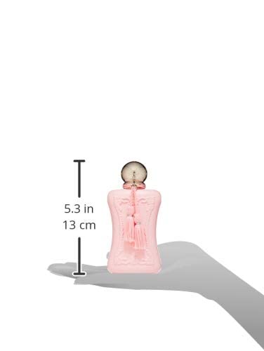 Parfums de Marly Delina floral parfum for women, 75 ml, featuring a elegant bottle with pink and gold accents.