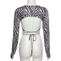 Striped print lace-up short top from Spacewallart, stylish casual apparel with vibrant stripes and adjustable lacing.