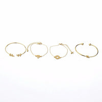 Bohemia Leaf Knot Hand Cuff Link Chain Charm Bracelet featuring leaf and knot designs, made by Spacewallart.