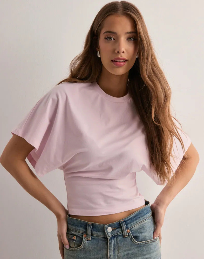 Spacewallart summer batwing sleeve T-shirt in light fabric, showcasing a relaxed fit and stylish design.
