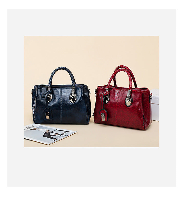 Vintage oil wax leather luxury handbag by Spacewallart featuring a classic design and high-quality craftsmanship.