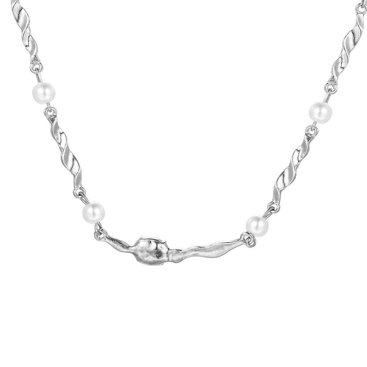 Fashion irregular necklace by Spacewallart, featuring unique geometric accessories with mixed metal design.