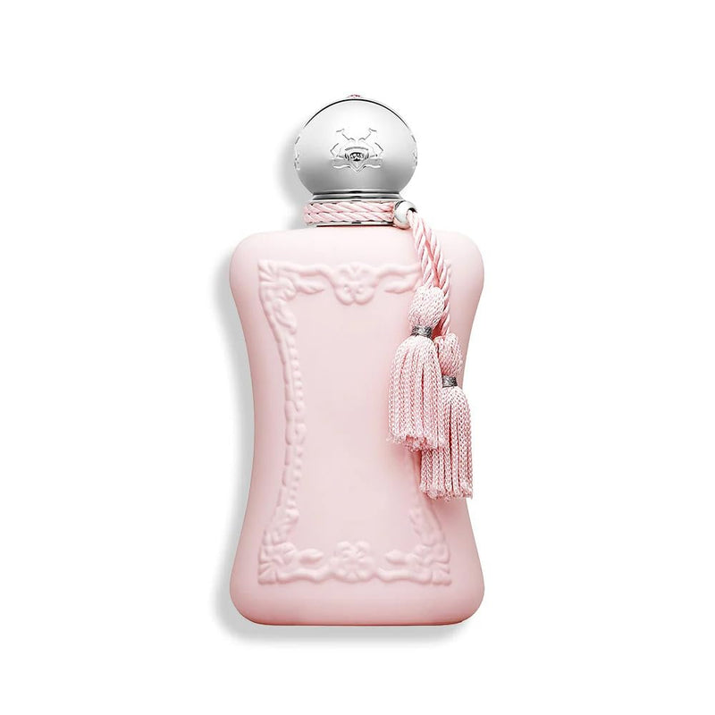 Parfums de Marly Delina floral parfum for women, 75ml, featuring a pink and gold bottle with elegant floral design.