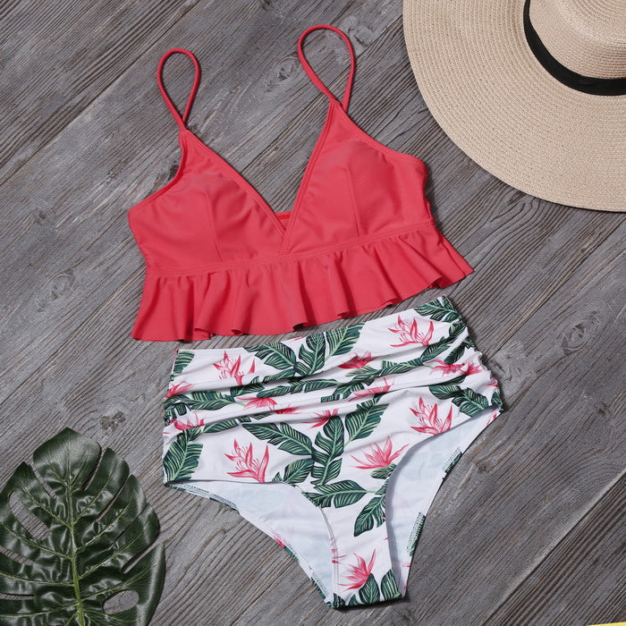 Spacewallart ruffled swimwear apparel with stylish ruffle details, designed for a fashionable beach or poolside look.