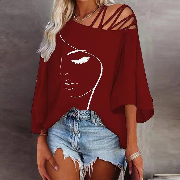 Spacewallart casual fashion stitching loose tops, lightweight and comfortable apparel with stylish stitching details.