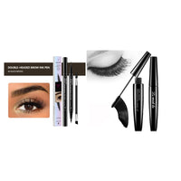 Spacewallart thick waterproof mascara wand with a curved brush, showing dark, volumizing mascara on black bristles.