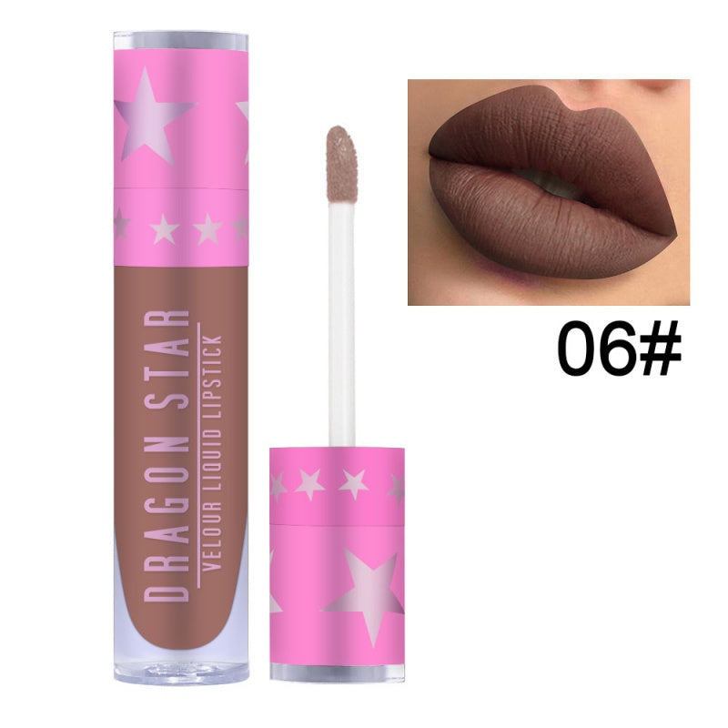 Matte velvet purple lipstick from Spacewallart, showing the sleek tube and rich purple shade for a bold beauty look.