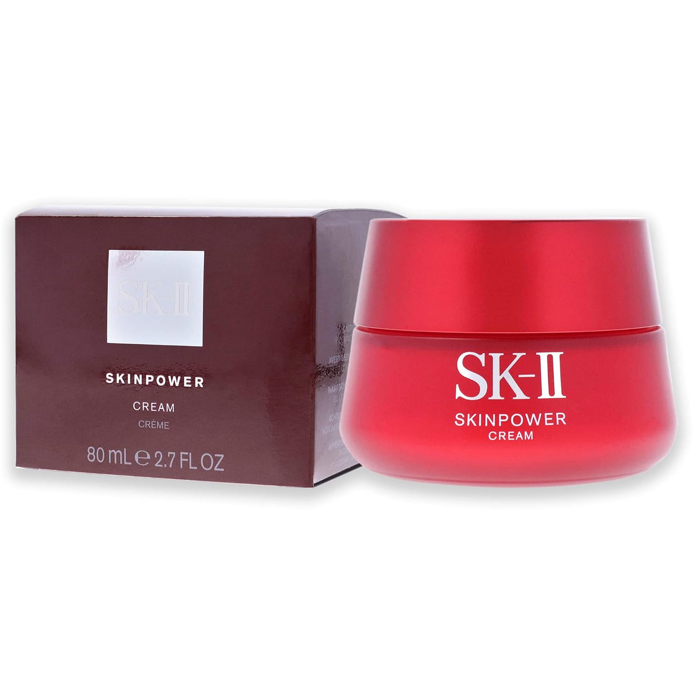 SK-II Skinpower Cream in 2.7 oz jar, a luxurious beauty moisturizer with a smooth, creamy texture designed for radiant skin.