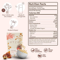 RYZE Superfoods Mushroom Coffee and Overnight Oats set, USDA Organic, medium roast coffee with mushroom extract and oats for healthy energy.