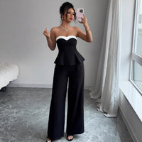 Spacewallart off-the-shoulder vest and wide-leg trousers set, stylish apparel with a relaxed fit and trendy design.