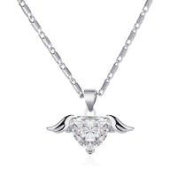 Spacewallart Heart Wings Necklace featuring a silver heart with wing accents, stylish accessories for a unique look.