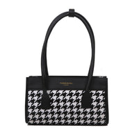 Spacewallart plaid hand carry bag featuring a versatile design with a stylish plaid pattern and sturdy handle for accessories.