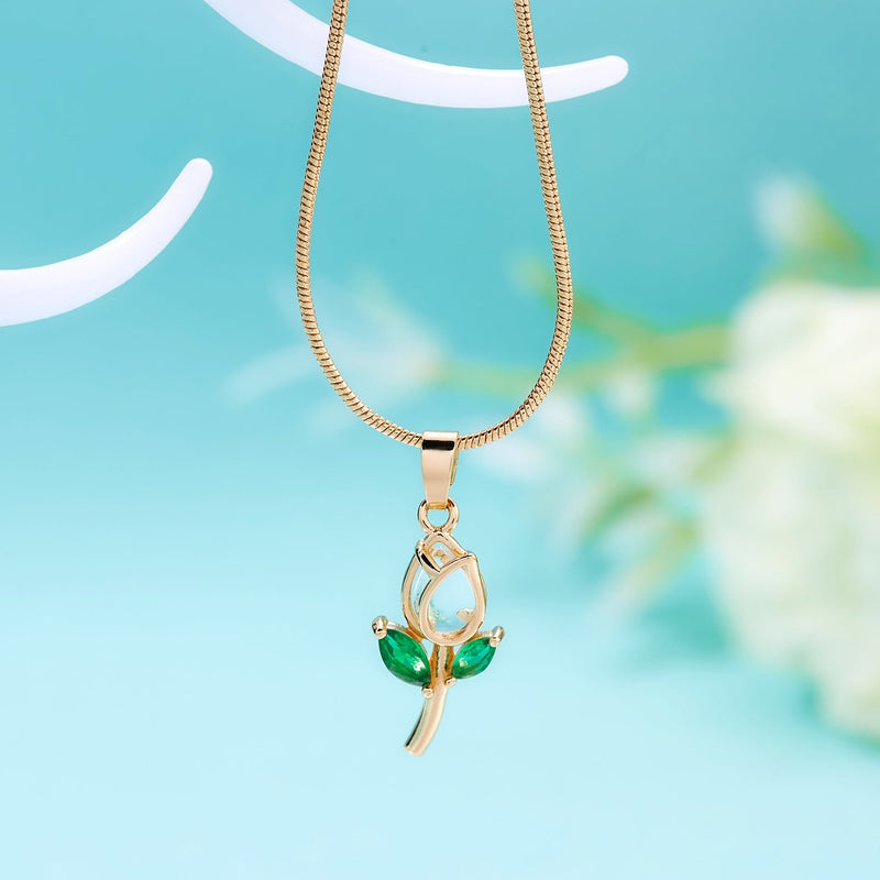 Elegant tulip-shaped necklace from Spacewallart accessories collection, featuring a delicate floral design in silver tone.