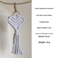 Hand-woven key accessories by Spacewallart, small creative gift, featuring colorful textile designs on a keychain.