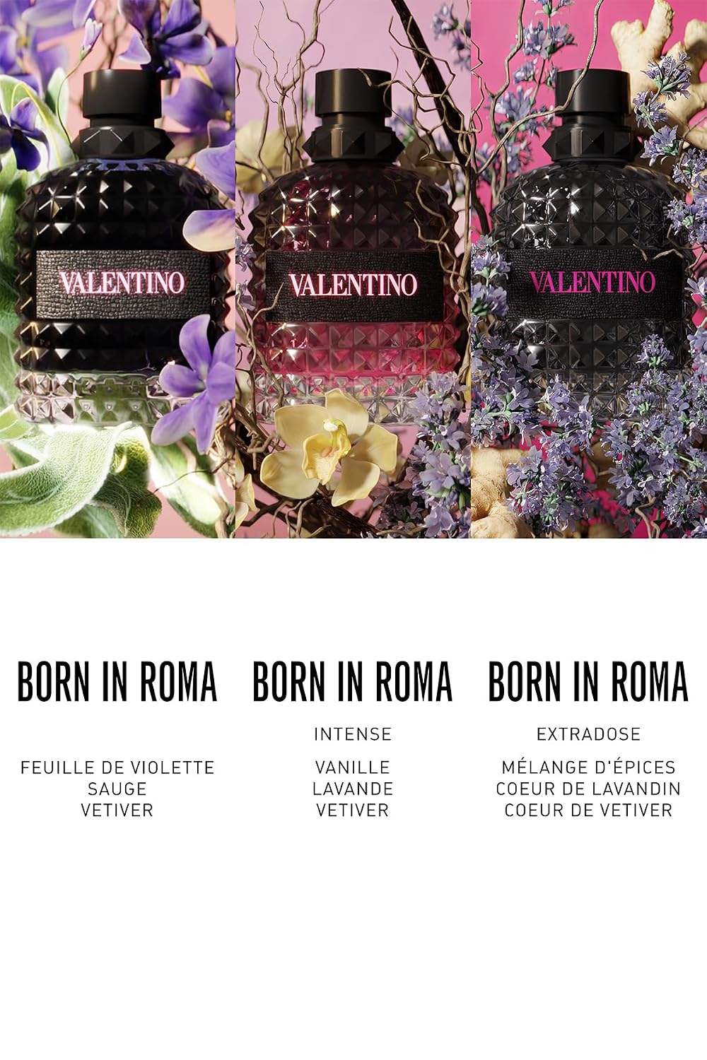 Valentino Uomo Born In Roma Intense Eau de Parfum for Men, 3.4 oz, featuring a sleek bottle with elegant design.
