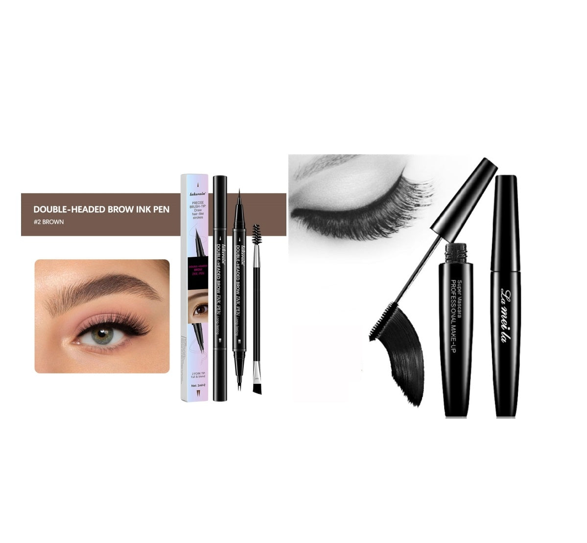 Close-up of Spacewallart thick waterproof mascara wand and brush showing the rich black formula for voluminous lashes.