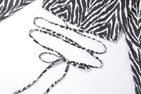Striped print lace-up short top from Spacewallart, featuring a stylish design and lightweight fabric for casual wear.
