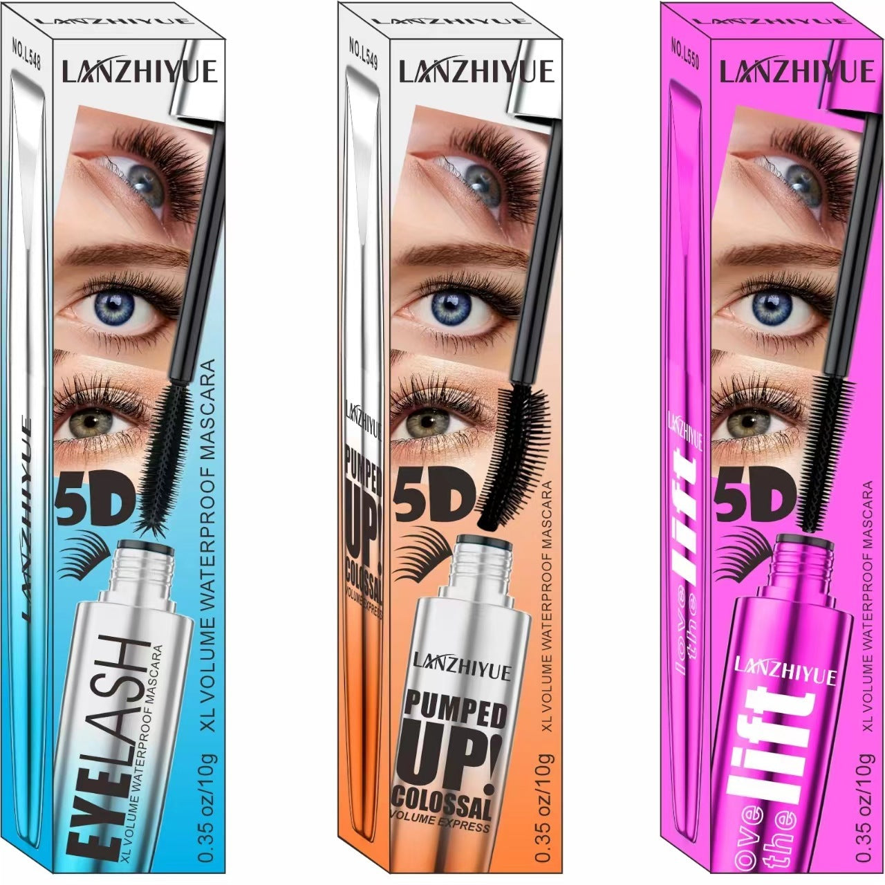 Spacewallart makeup mascara for beauty, showing a sleek black tube with a curved wand and bristle brush for eyelash enhancement.
