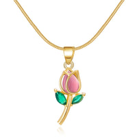 Elegant Tulip Necklace by Spacewallart featuring a delicate tulip pendant on a fine chain, perfect for stylish accessories.