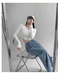 Spacewallart irregular breasted high waist jeans, stylish denim apparel with unique design and high waist fit.