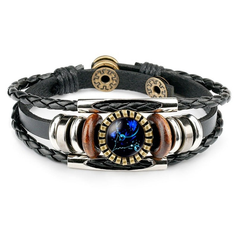 Spacewallart Zodiac Sign Bracelet showing a sleek metallic band with engraved zodiac symbols, an elegant accessory for astrology fans.