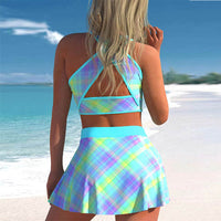 Spacewallart split swimwear in vibrant colors, featuring a stylish design with adjustable straps and a seamless fit.