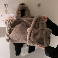 Spacewallart Chain Plush Handbag with a decorative chain strap, soft plush material, and stylish accessory design.