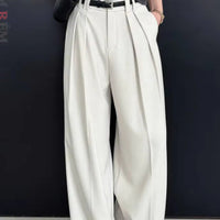 Light beige loose retro casual pants from Spacewallart, featuring a relaxed fit and vintage-inspired style.