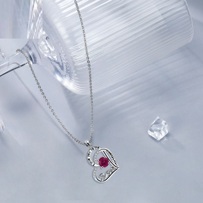 Silver sister necklace from Spacewallart featuring a delicate chain and engraved pendant, perfect for layered jewelry looks.