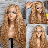 Honey blonde lace front human hair wig by Spacewallart, showing the natural hairline and soft, wavy lace front hairstyle.