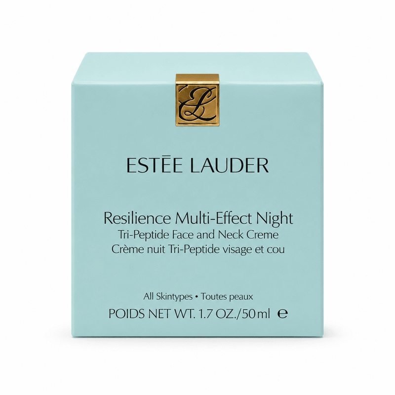 Estée Lauder Resilience Multi-Effect Night Face and Neck Creme in 1.7 oz jar, for all skin types, with a smooth, luxurious texture.