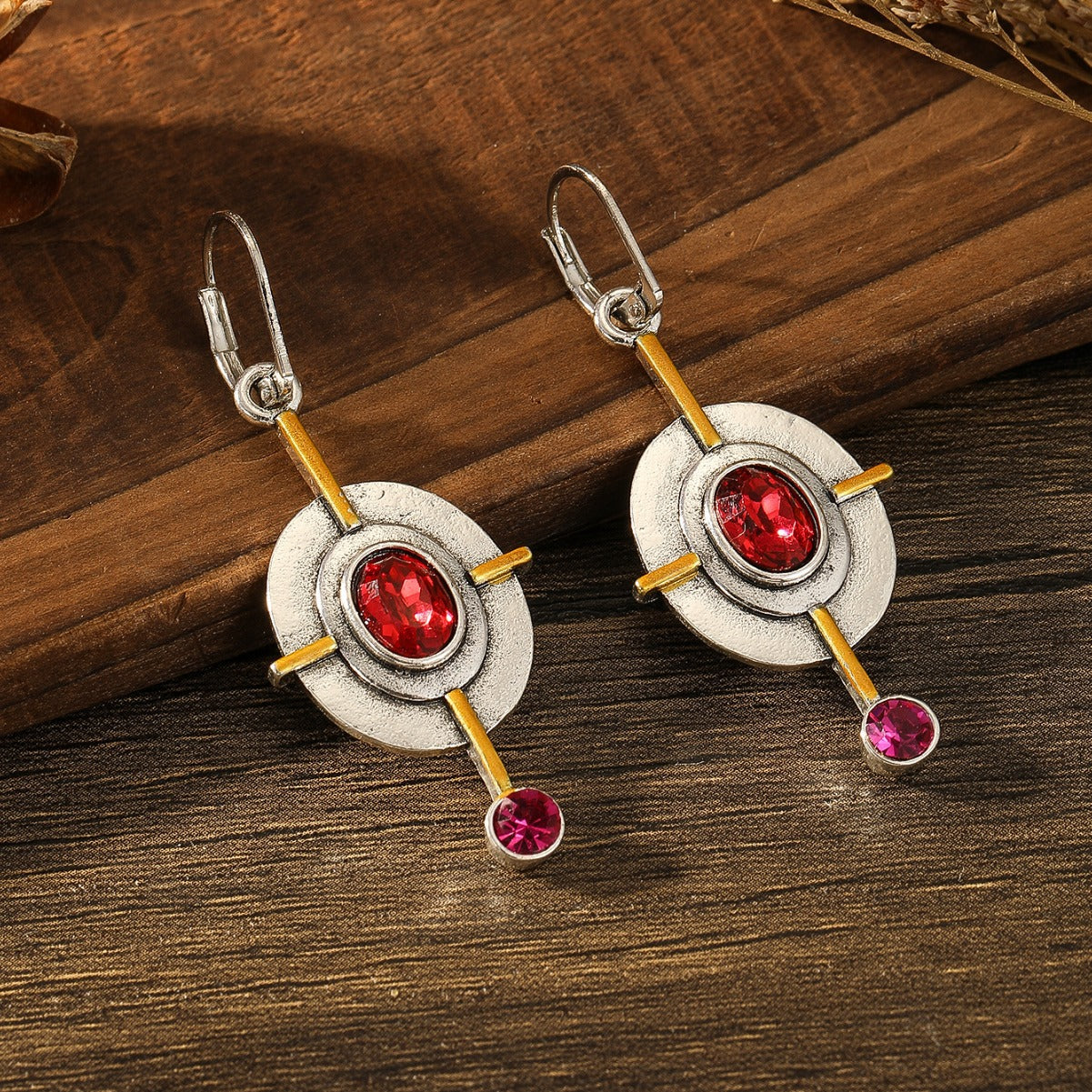 Retro oval earrings by Spacewallart with gold-tone finish, featuring a sleek oval shape perfect for vintage-inspired jewelry accessories.