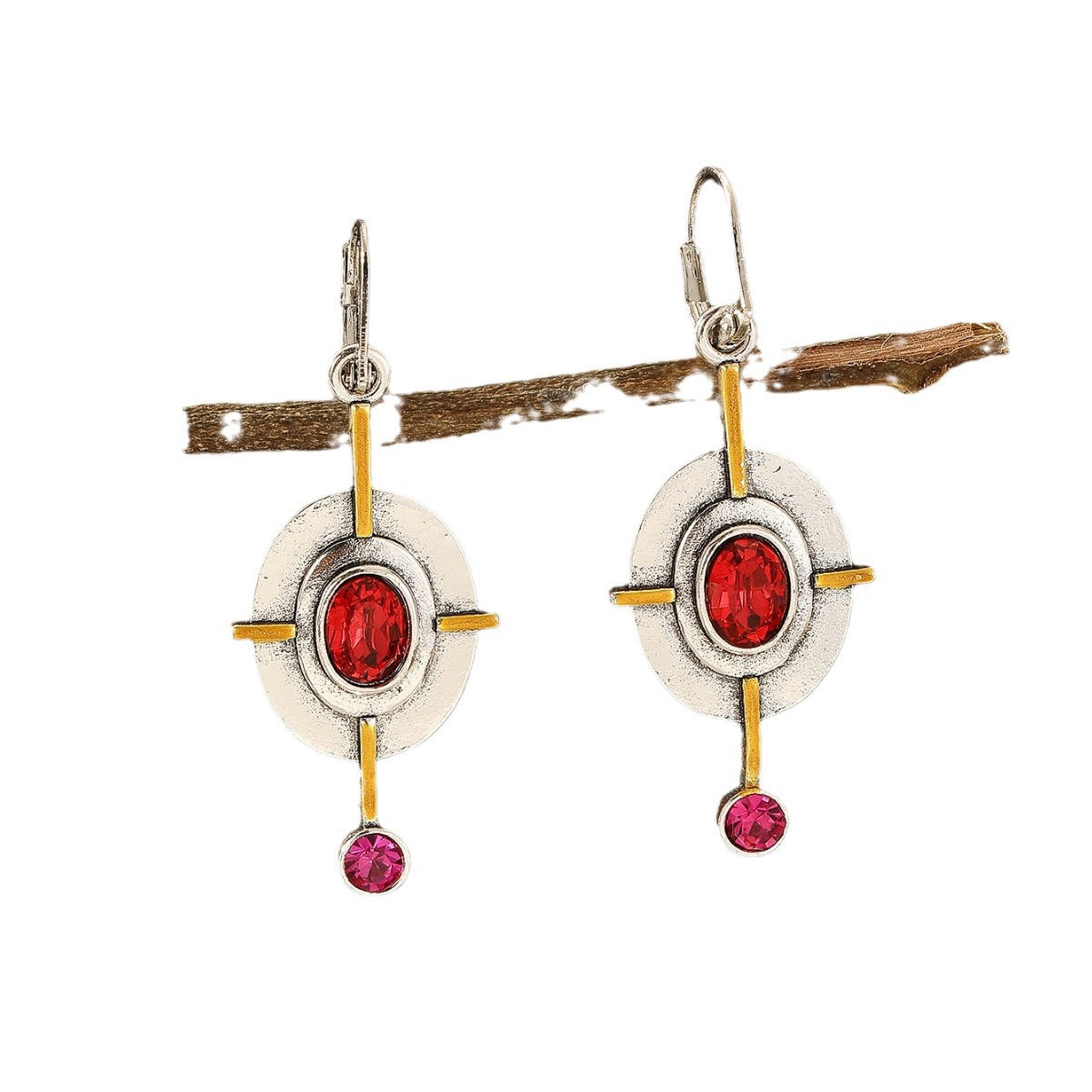 Retro oval earrings by Spacewallart featuring smooth, shiny metal with a vintage-inspired oval shape accessory.