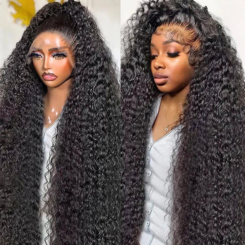 Transparent HD lace frontal curly wig by Spacewallart, showcasing natural curly hair with a transparent lace front for seamless blending.