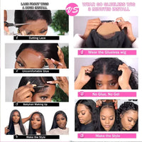 Deep wave glueless wig by Spacewallart, showcasing natural hair texture and style with no glue needed, in a close-up view.